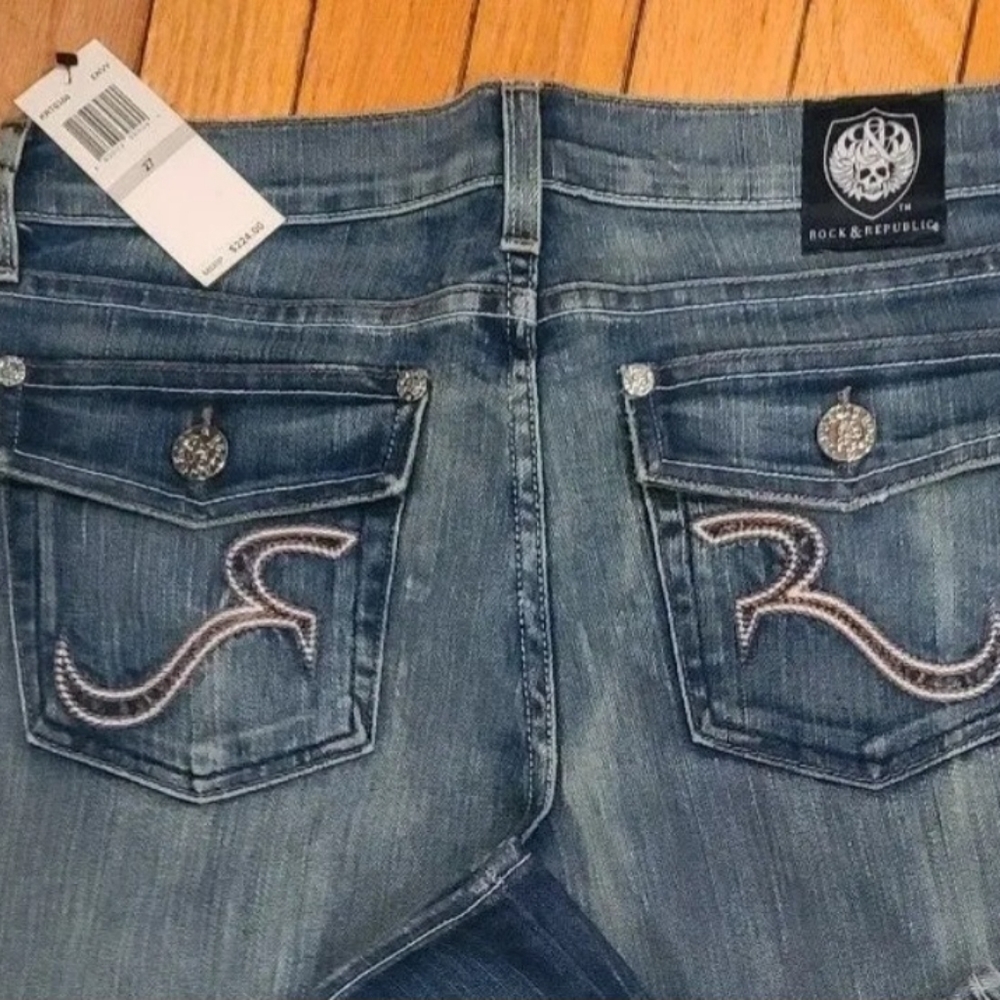 27 $224 BNWT R&R Women's Rock & Republic KURT  Jeans Bootcut Envy 27